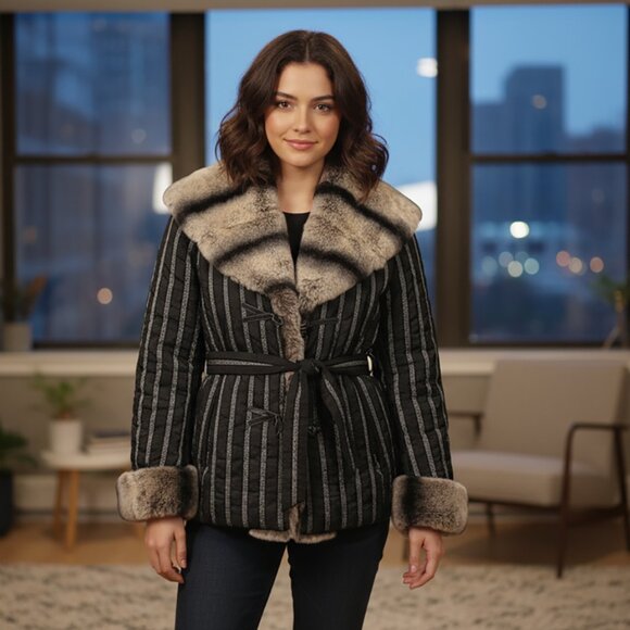 Rare, Vintage Daniela Vitali Raccoon Fur Jacket, Hooded,
Sz (US 10-12 ) - Picture 1 of 16